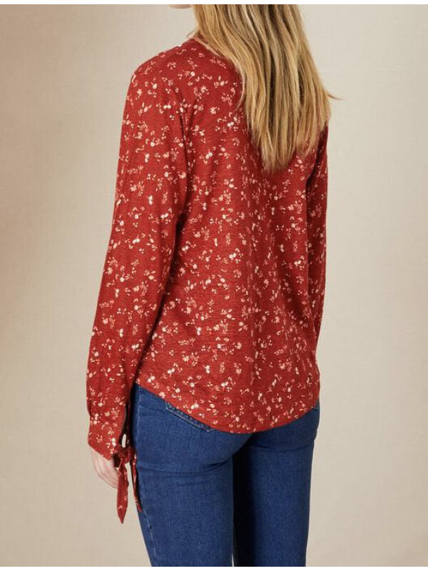 Top de in cu mânecă lungă cu imprimeu floral 