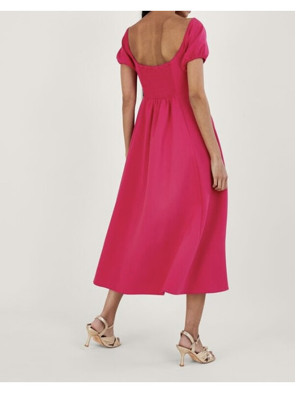 Rochia Katie Bardot roz cu detaliu inel 