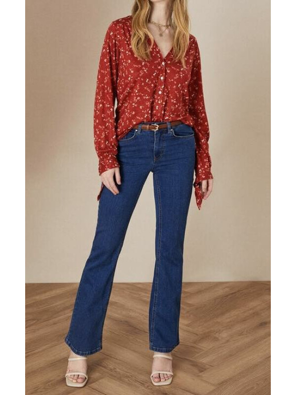 Top de in cu mânecă lungă cu imprimeu floral 