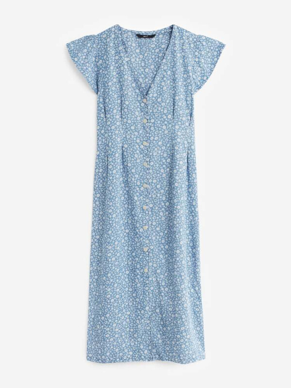 Rochie de vară cu imprimeu floral mic.