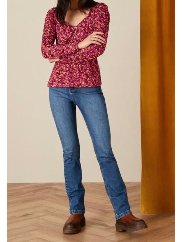 Top Dee Dee cu imprimeu floral ditsy roșu-Rosu-M