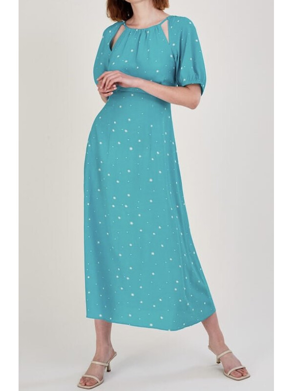 Rochie Sami cu imprimeu cu puncte-Albastru-38