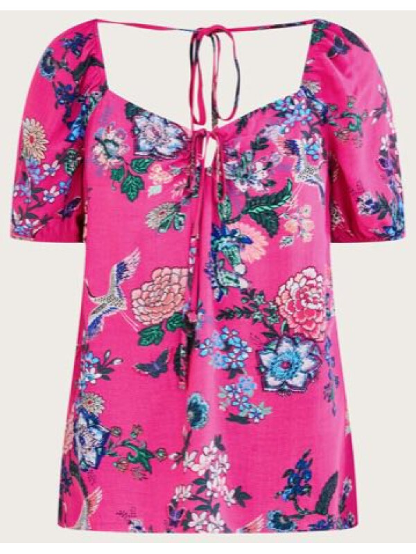 Top mov Olana cu imprimeu floral și margini decorative-Mov-S