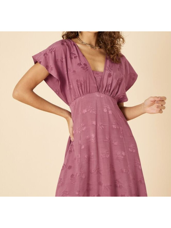 Rochie maxi roz Donna din satin jacquard-Roz-34