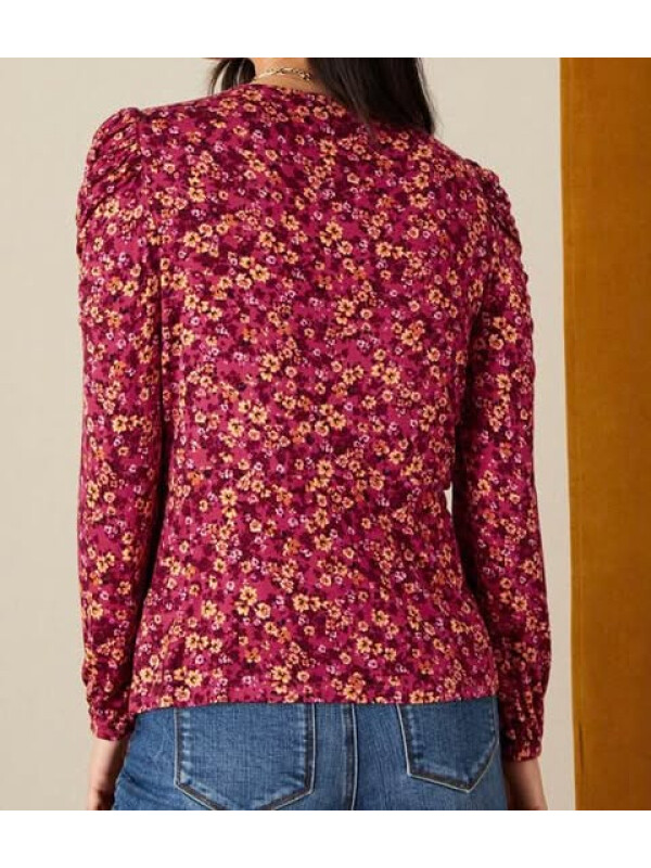 Top Dee Dee cu imprimeu floral ditsy roșu-Rosu-M