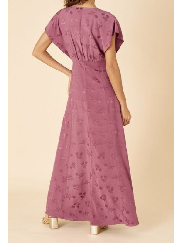 Rochie maxi roz Donna din satin jacquard-Roz-34