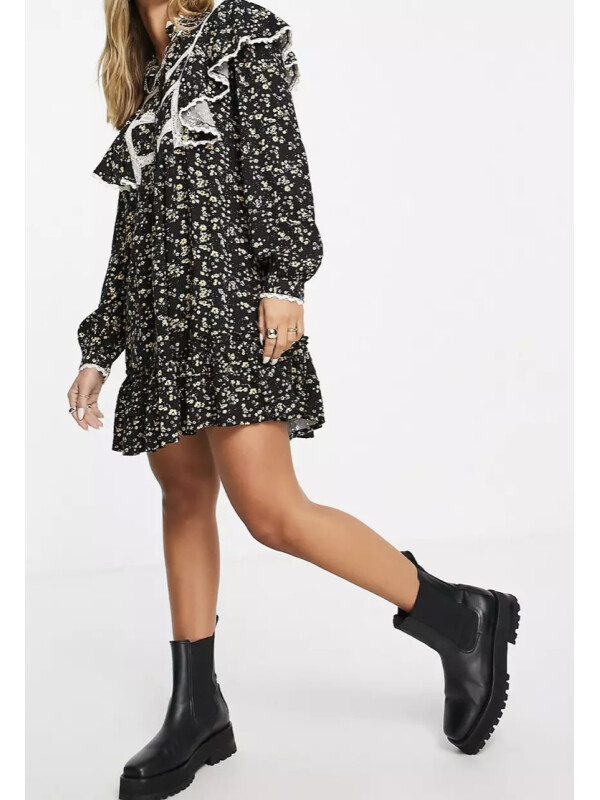 ROCHIE NEAGRA CU FLORI GALBENE 