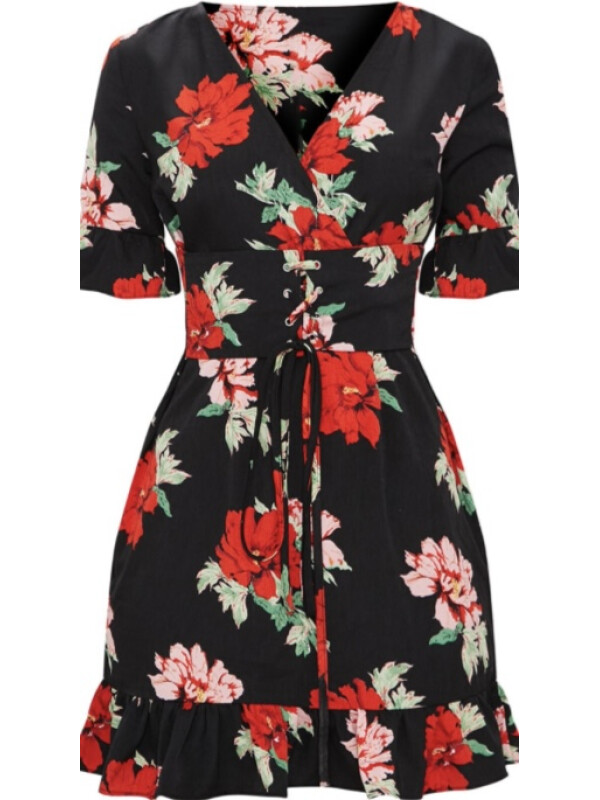 ROCHIE SWING FLORALA CORSET NEAGRA