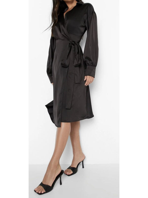 Rochie midi cu guler din satin