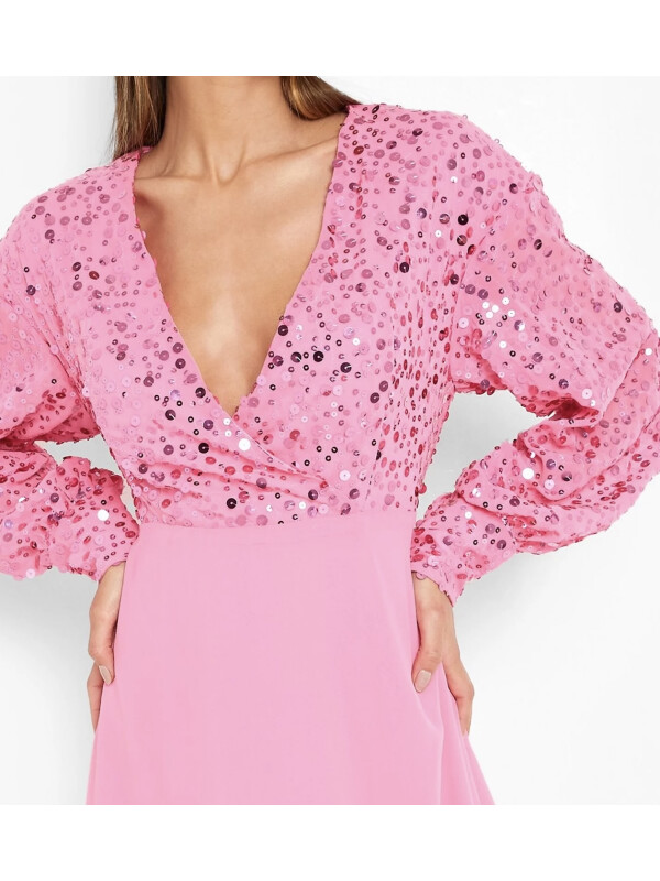 Rochie roz cu paiete