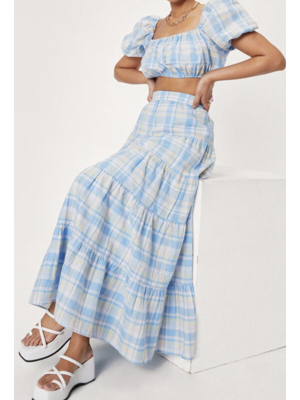 FUSTA IN CAROURI ALBASTRU 