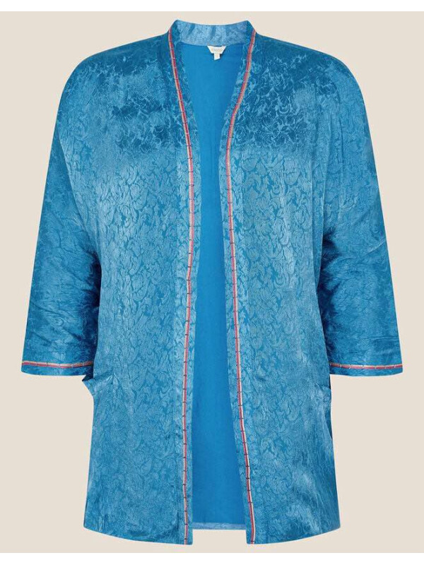 Kimono Bella decorat cu detalii strălucitoare-Albastru-M