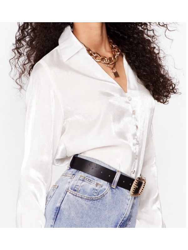 Cămașă cu nasturi din satin perlat Nasty Gal 