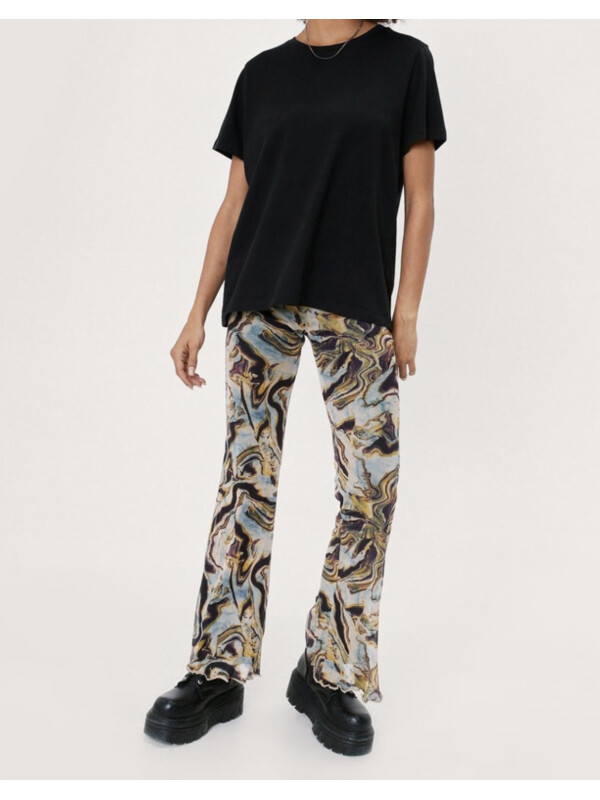 PANTALONI DIN PLASĂ CU IMPRIMEU MARMURĂ