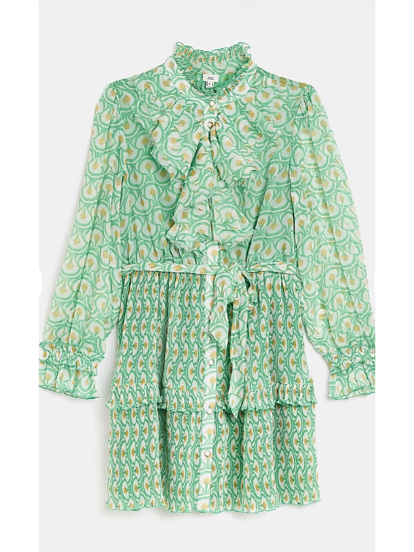 ROCHIE MINI VERDE CU VOLANE