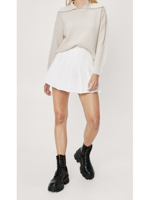 Fusta tenis plisata cu talie inalta