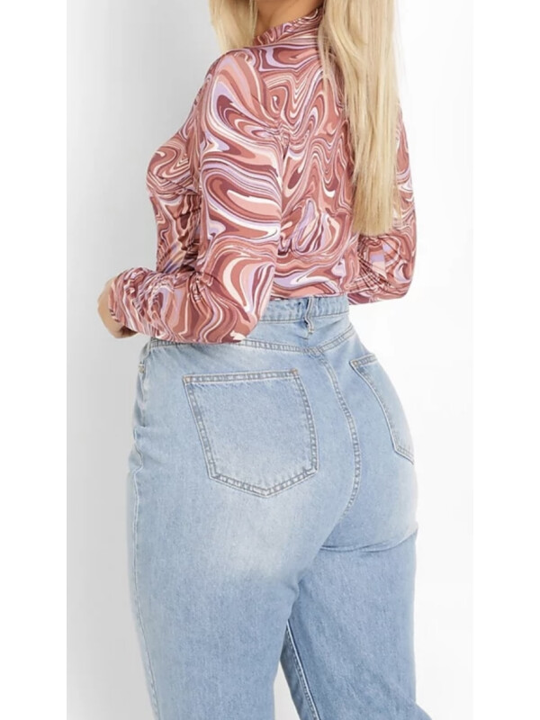 PLUS BODY SLINKY CU MÂNECA LUNGA MARBLE 