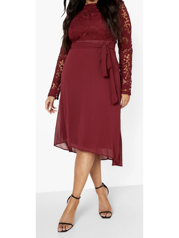 Rochie midi cu contrast din dantela Plus Ocazie