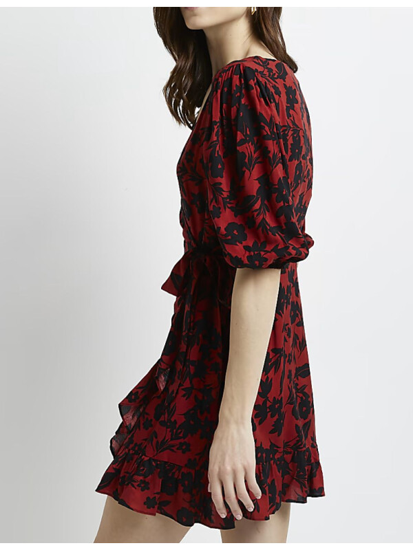 ROCHIE SCURTA CU FLORI NEGRE