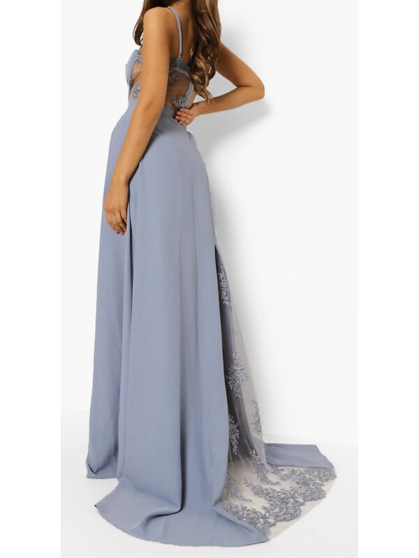 Rochie maxi corset din dantela contrast