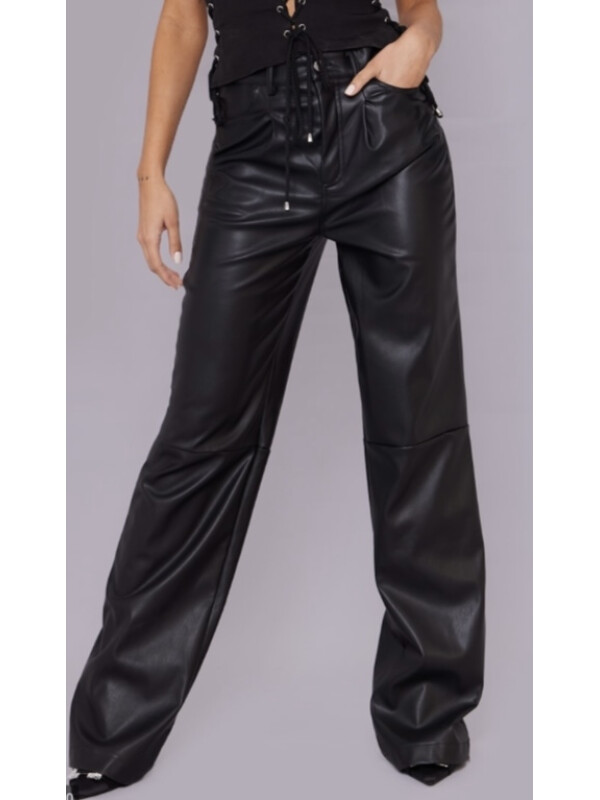 PANTALONI LATI DE PIELE NEGRA 
