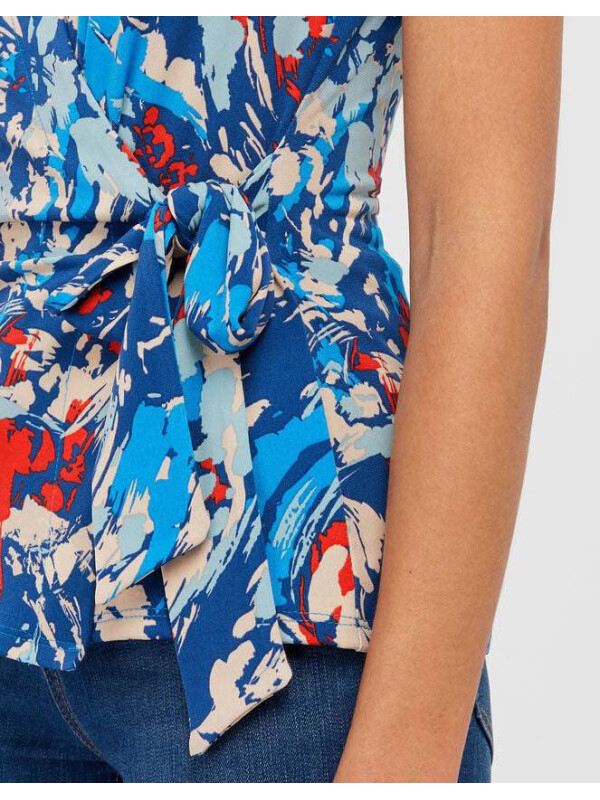 Top Arianna din jerseu cu imprimeu-Albastru-M