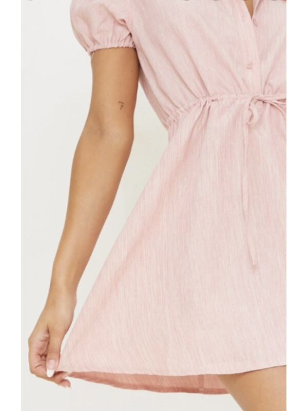 ROCHIE ROZ PRĂFUIT CU ȘNUR IN TALIE