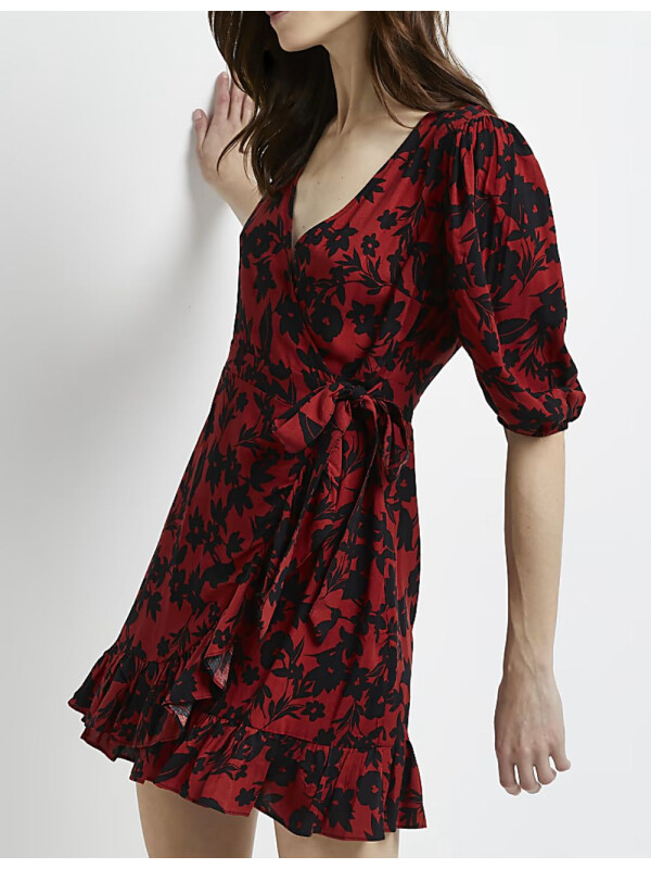 ROCHIE SCURTA CU FLORI NEGRE