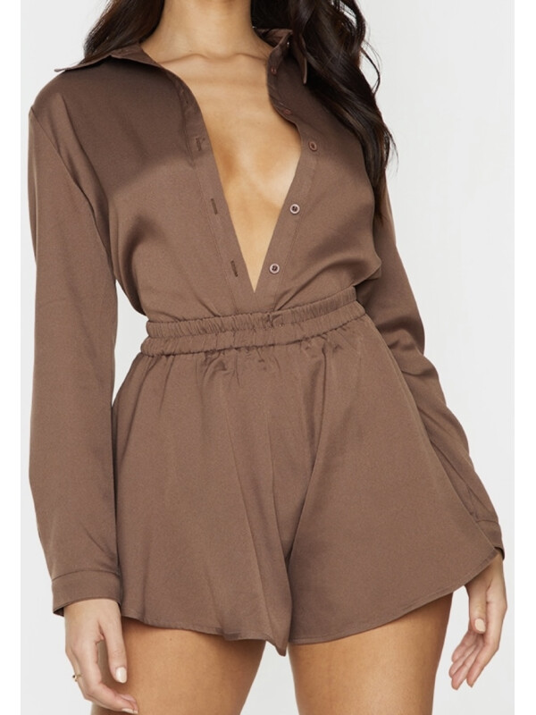 CĂMAȘĂ MOCHA OVERSIZED MÂNECĂ LUNGĂ