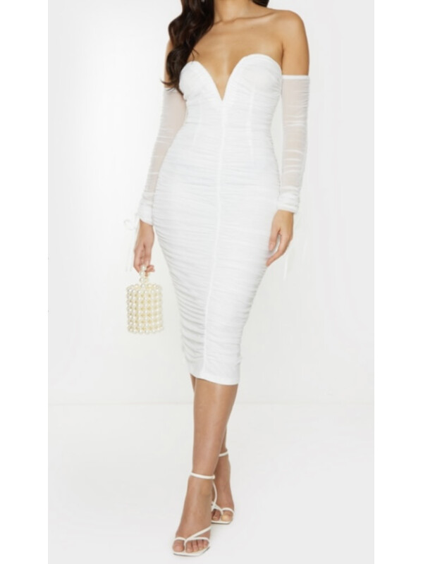 ROCHIE MIDI BARDOT ALBA CU PLASĂ