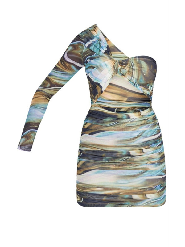 ROCHIE BODYCON CU IMPRIMARE MULTI MARMURA