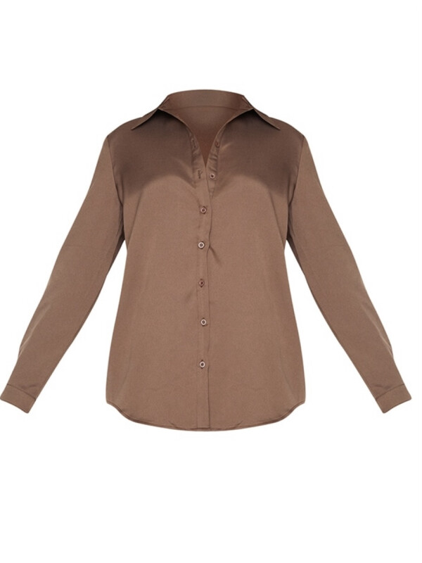 CĂMAȘĂ MOCHA OVERSIZED MÂNECĂ LUNGĂ