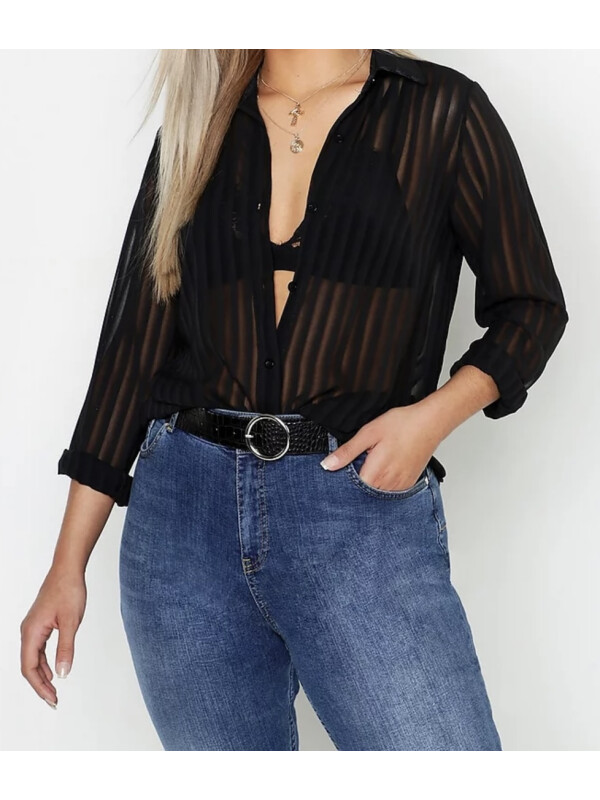 Cămașă transparentă cu dungi Boohoo