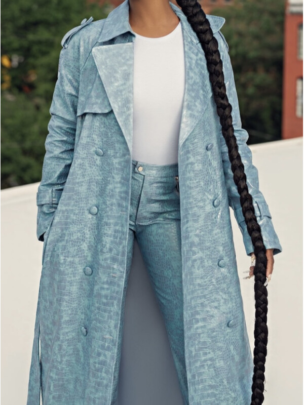 TRENCH ALBASTRU CROC