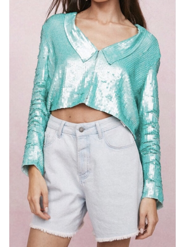 Sacou decupată cu paiete cu decolteu în V