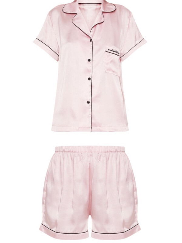 Pijama roz cu tiv negru 