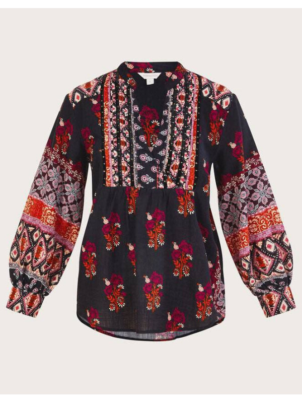 Top Smock cu imprimeu Heritage din bumbac sustenabil