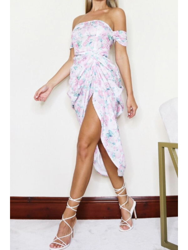 ROCHIE MIDI CU FLORI NUDE 