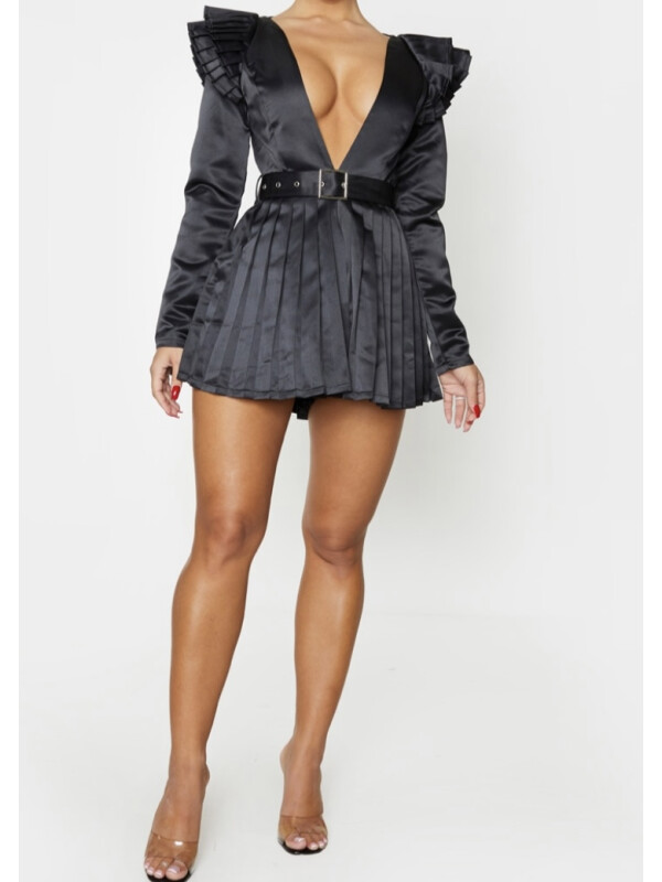 SALOPETA DIN SATIN CU DECOLTEU IN V 