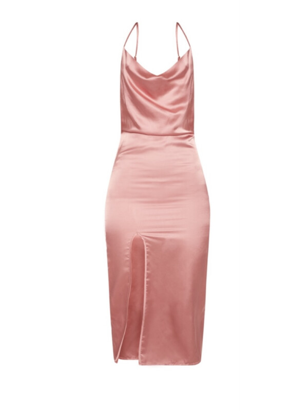 ROCHIE MIDI DIN SATIN  ROSE