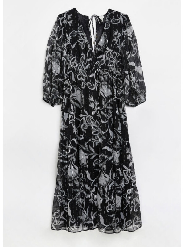 ROCHIE LUNGA CU FLORI GRI 