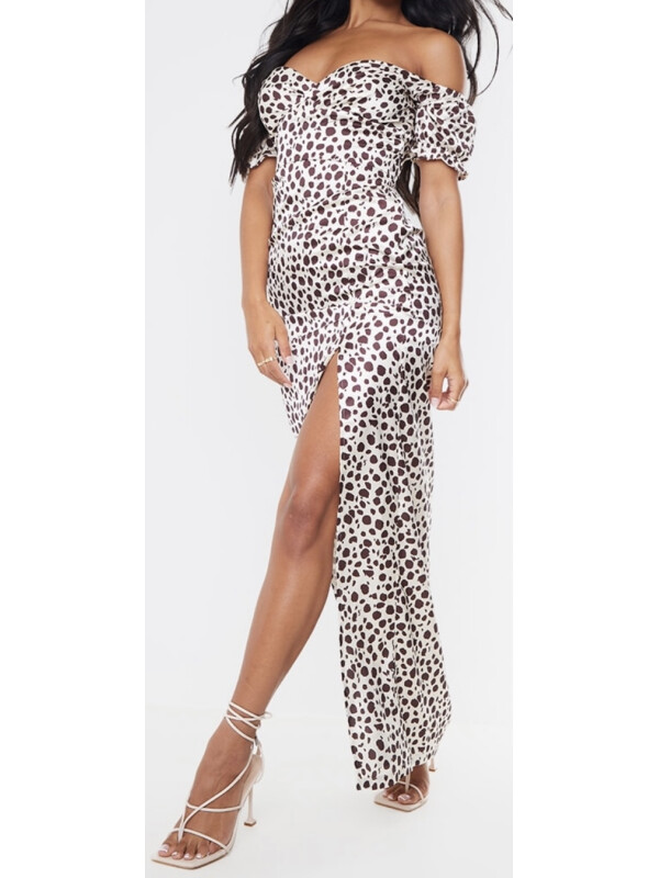 ROCHIE MAXI BARDOT WRAP CU STONE DALMATIAN