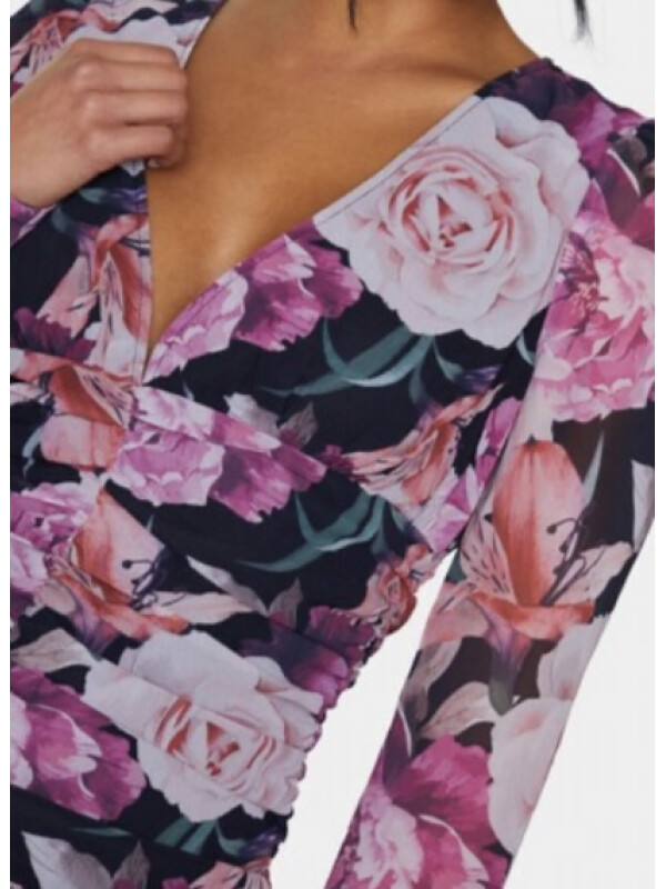 ROCHIE BODYCON CU IMPRIMEU TRANDAFIRI