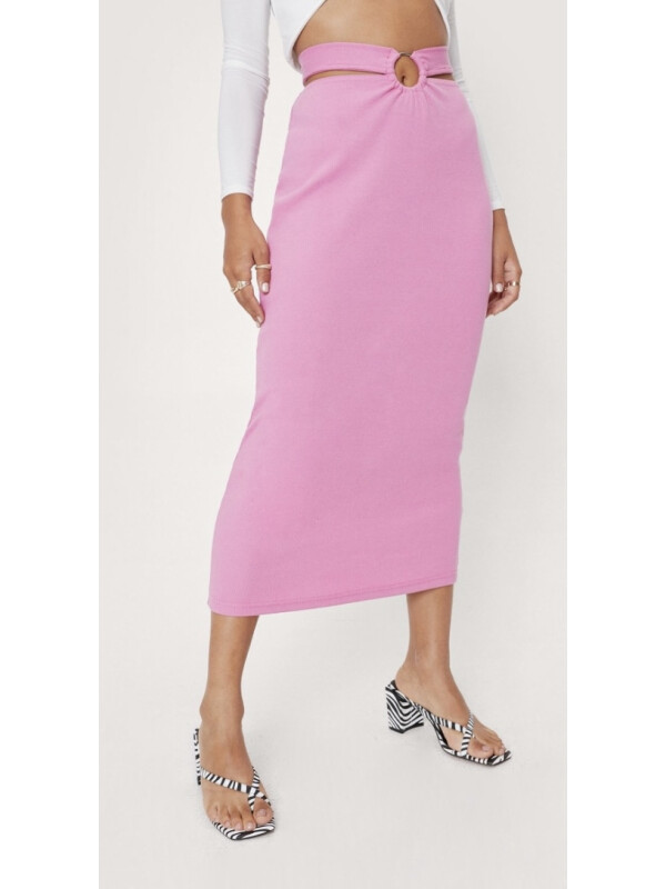 Fusta midi roz Nasty Gal 