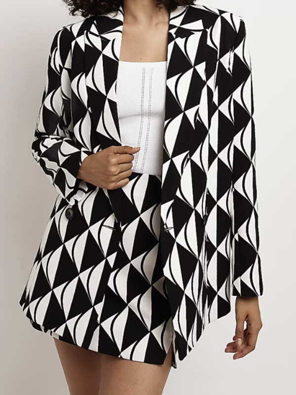 SACOU GEOMETRIC ALB & NEGRU