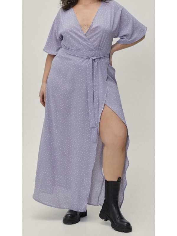 Rochie de mărime mare cu micropunct cu tiv despicat Nasty Gal 