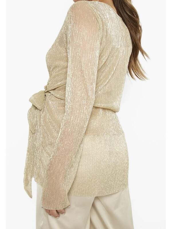 Bluză înfășurată metalic lucioasă de maternitate