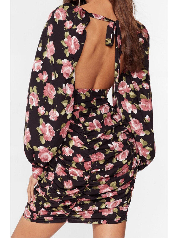 ROCHIE MINI CU MÂNECI IMPRIMEU CU FLORI