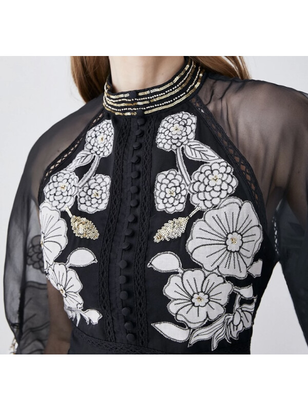 ROCHIE MIDI CREM CU BRODERIE 