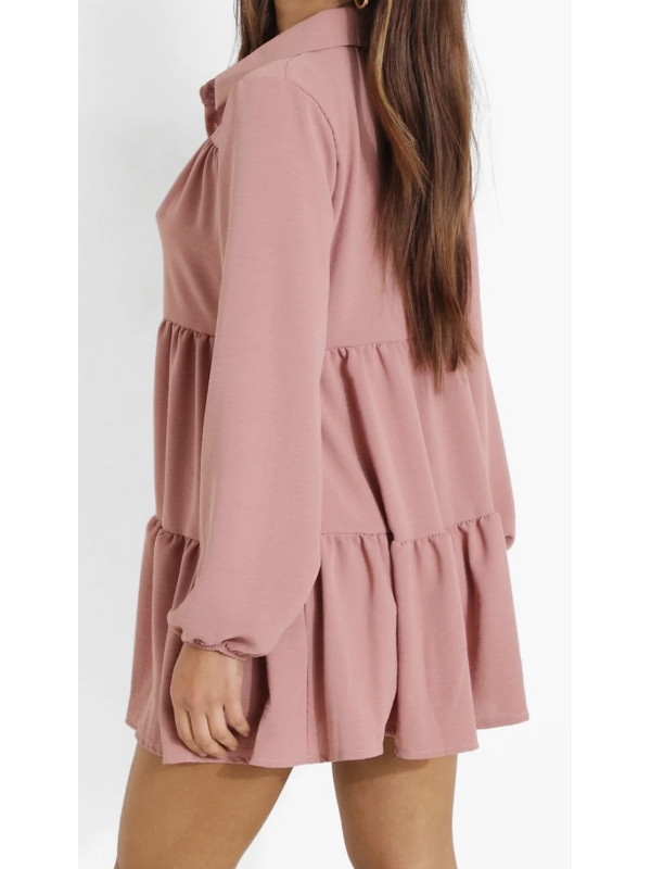 Rochie cămașă smock cu etaje